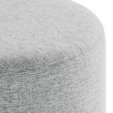 Callum 16" Round Woven Heathered Fabric Upholstered Ottoman