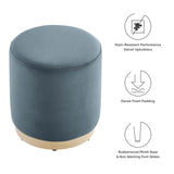 Tilden 16" Round Performance Velvet Upholstered Ottoman