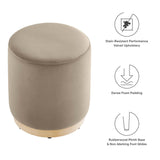 Tilden 16" Round Performance Velvet Upholstered Ottoman