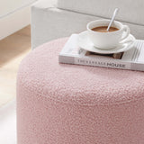 Tilden 16" Round Sherpa Upholstered Ottoman