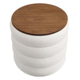 Mezzo Round Boucle Fabric Storage Ottoman