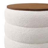 Mezzo Round Boucle Fabric Storage Ottoman