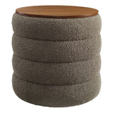 Mezzo Round Boucle Fabric Storage Ottoman