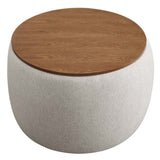 Perla Woven Heathered Fabric Upholstered Storage Ottoman