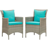 Conduit Outdoor Patio Wicker Rattan Dining Armchair Set of 2