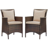 Conduit Outdoor Patio Wicker Rattan Dining Armchair Set of 2