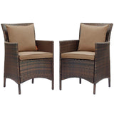 Conduit Outdoor Patio Wicker Rattan Dining Armchair Set of 2