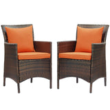 Conduit Outdoor Patio Wicker Rattan Dining Armchair Set of 2