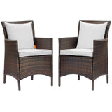 Conduit Outdoor Patio Wicker Rattan Dining Armchair Set of 2