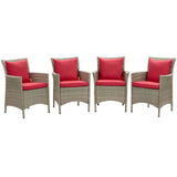 Conduit Outdoor Patio Wicker Rattan Dining Armchair Set of 4