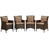 Conduit Outdoor Patio Wicker Rattan Dining Armchair Set of 4