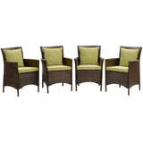 Conduit Outdoor Patio Wicker Rattan Dining Armchair Set of 4