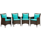 Conduit Outdoor Patio Wicker Rattan Dining Armchair Set of 4