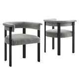 Imogen Woven Heathered Fabric Upholstered Barrel Dining Chairs - Set of 2