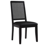 Arlo Vegan Leather Upholstered Faux Rattan and Wood Dining Side Chairs - Set of 2