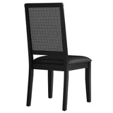 Arlo Vegan Leather Upholstered Faux Rattan and Wood Dining Side Chairs - Set of 2