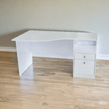 55" White Mirrored Computer Desk With Two Drawers