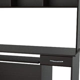 60" Espresso Mirrored L Shape Computer Desk With Three Drawers