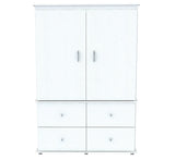 47" White Melamine Mirrored Four Drawer Combo Dresser