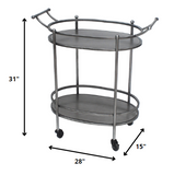 15 X 28 X 31 Bronze Antique Oval Service Cart