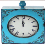 7 X 7 X 22 Blue Vintage Metal Clock Base - Table Lamp