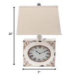 7 X 7 X 22 White Vintage Metal Clock Base - Table Lamp