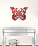 23" X 19" X 4" Red Rustic Butterfly Wooden Wall Decor