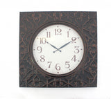 28" Square Brown Glass Analog Wall Clock