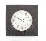 28" Square Brown Glass Analog Wall Clock