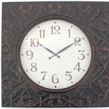 28" Square Brown Glass Analog Wall Clock