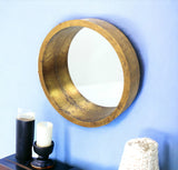 36" Gold Round Wood Framed Accent Mirror