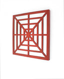 24" X 24" X 1" Red Mirrored Wooden Wall Decor