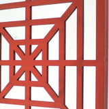 24" X 24" X 1" Red Mirrored Wooden Wall Decor