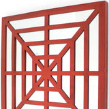 24" X 24" X 1" Red Mirrored Wooden Wall Decor