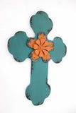 24" X 16" X 1" Blue Rustic Cross Wooden - Wall Decor