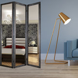 50 X 69 Black Glass &amp; Wood Mirror Screen