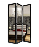 50 X 69 Black Glass &amp; Wood Mirror Screen