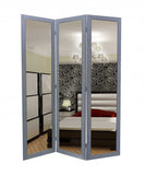 50 X 69 Gray Glass & Wood Mirror Screen