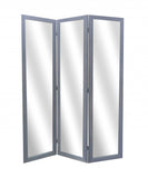 50 X 69 Gray Glass &amp; Wood Mirror Screen