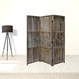 1" x 63" x 72" Brown 3 Panel Solid Wood Fortress Screen