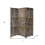 1" x 63" x 72" Brown 3 Panel Solid Wood Fortress Screen