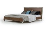 Modern Dark Walnut &amp; Concrete Queen Bed