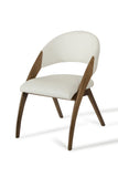 31" Walnut Wood And Cream Leatherette Dining Chair