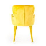 33" Yellow Fabric And Metal Dining Chair