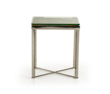 22" Mosaic Wood Steel And Glass End Table