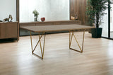 30" Tobacco Veneer Mdf And Antique Brass Dining Table