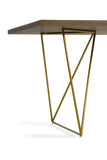 30" Tobacco Veneer Mdf And Antique Brass Dining Table