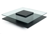 14" Oak Mdf Glass And Veneer Coffee Table