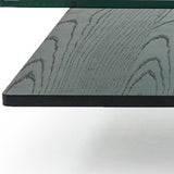 14" Oak Mdf Glass And Veneer Coffee Table