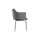 32" Grey Leatherette And Steel Dining Chair